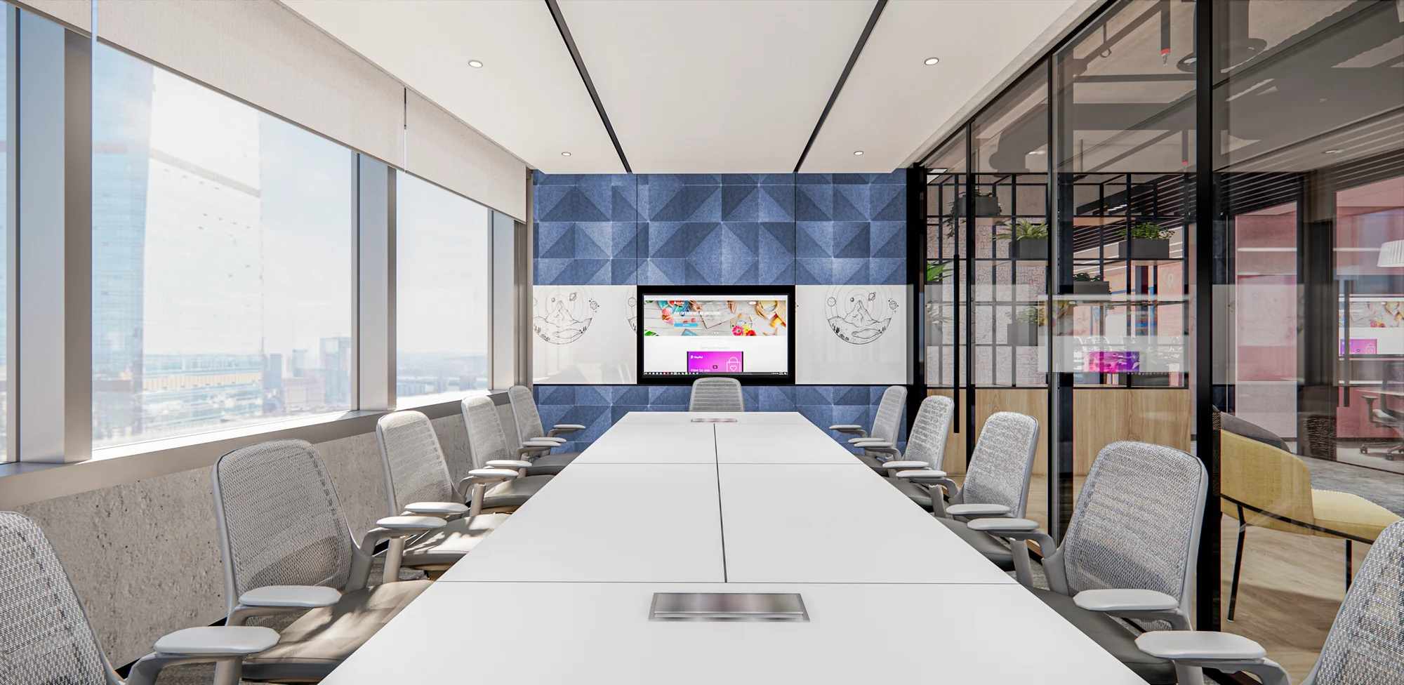Detailed executive office fit-out with integrated lighting and joinery