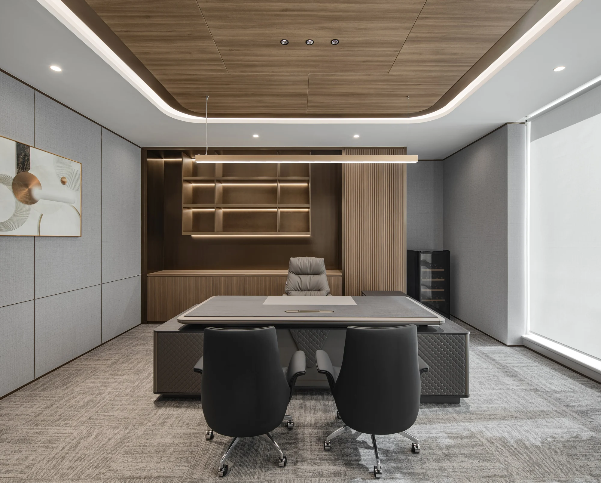 Luxury private office with integrated joinery